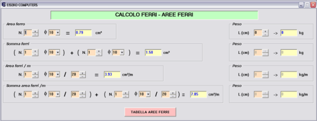 CALCOLO AREE FERRI