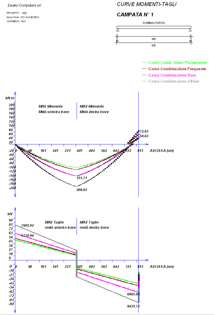 grafici momenti e tagli pannelli trafilati