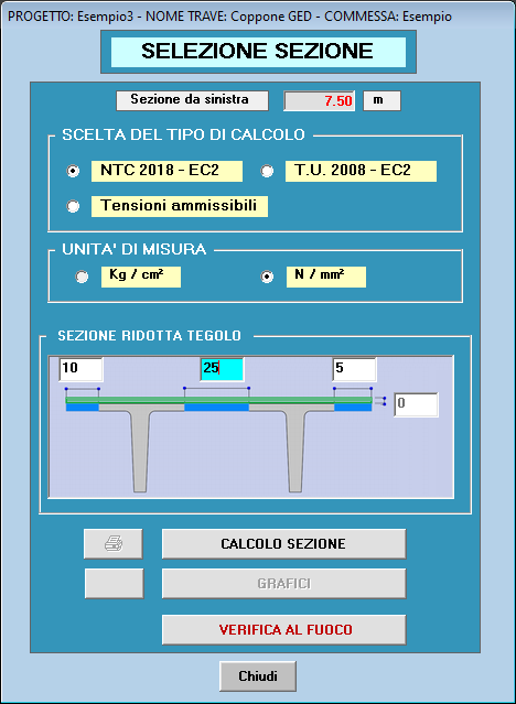 calcolo sezione parzializzata tegolo