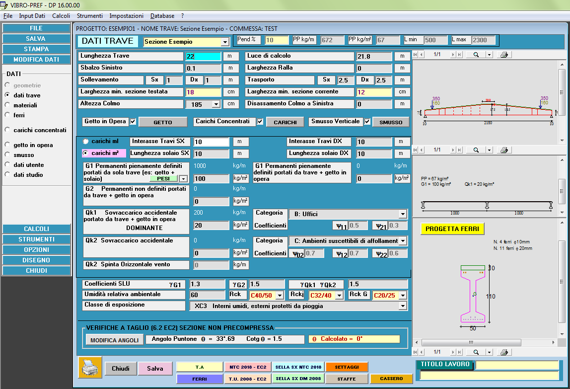 input dati capriata