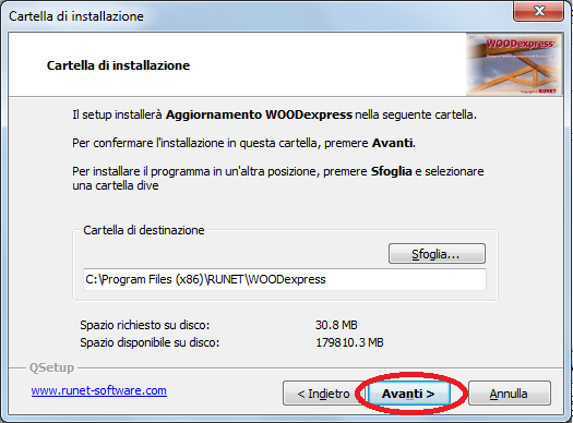 Aggiornamento del programma WOODexpress
