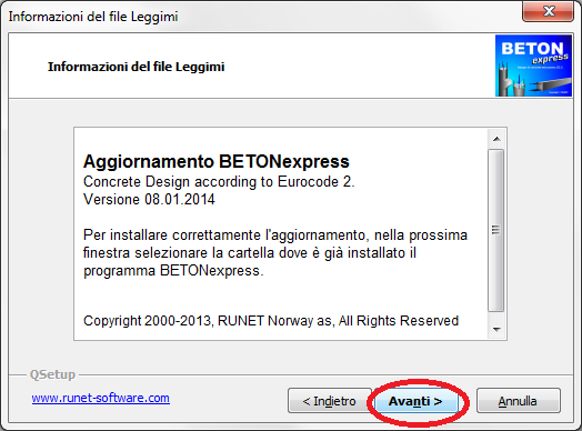 aggiornamento programma BETONexpress