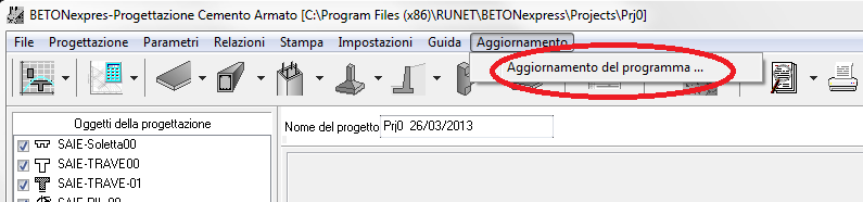 aggiornamento programma BETONexpress
