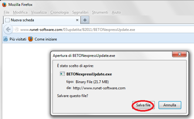aggiornamento programma BETONexpress