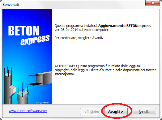 aggiornamento programma BETONexpress